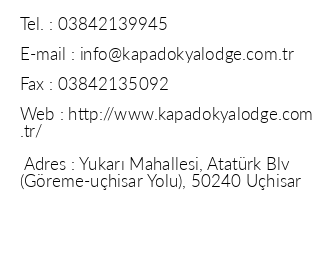 Cappadocia Lodge iletiim bilgileri